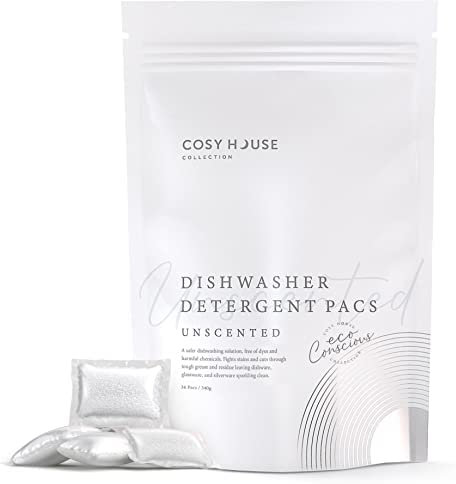 Cosy House Collection Dishwasher Detergent Pacs - Powerful & Gentle Deep Clean Formula - Natural & Non-Toxic Cleaning Pods - Compatible With All Dishwashers - Unscented (36 Count)