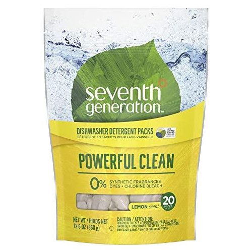 Seventh Generation Natural Dishwasher Detergent Packs, Free and Clear, 20ct, Packaging May Vary
