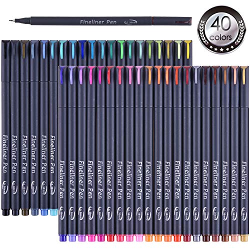 Tebik 45팩 Journal Planner Pens Colored 40 Colors 드로잉 5 Stencils Fineliners Note Calendar Writing Coloring & Detailing School Office 아트 Supplies