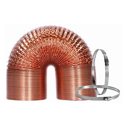 Hon&Guan 5 Inch Flexible Clothes Dryer Transition Duct Hose 알루미늄 HVAC Ducting 6.56 Feet Grow Room Tent Ventilation Cooling Heating Dryers Copper