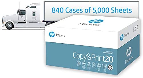 HP Printer Paper Copy Print20 8.5 x 11 Letter 20lb 92 Bright 2,400 Sheets 6 Ream Carton 200010C Made USA