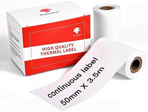 Multi-Purpose White Self-Adhesive Continuous Label Paper Phomemo M200 Printer 50mm X 3.5m