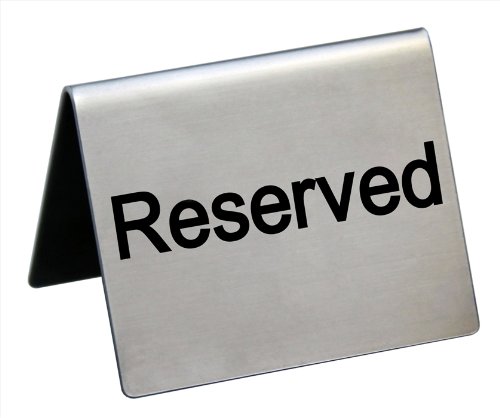 New Star Foodservice 26856 Stainless Steel Tent Reserved Sign, 2x1.5, Set of 2