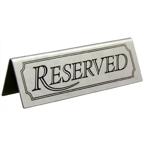 New Star Foodservice 26894 Stainless Steel Tent Sign (Reserved), 4.75
