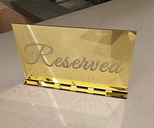 YongPan Set of 2 Acrylic Mirror Reserved Table Sign, Acrylic Freestanding Decoration, Acrylic Free Standing Reserved Wedding Signs (Silver)