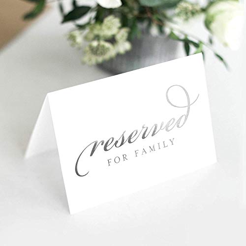 Bliss Collections Reserved Signs - 10 Real Silver Foil 4x6 Table Cards for Weddings, Receptions, Parties, Events and Celebrations, Compliments Any Theme, Decor or Decorations&