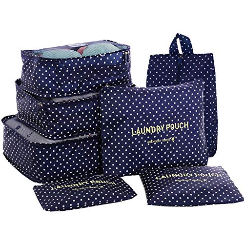 HiDay 7 Set Travel Organizer Bag System, 3 Packing Cubes + 3 Pouches +1 Shoes bag, Premium quality