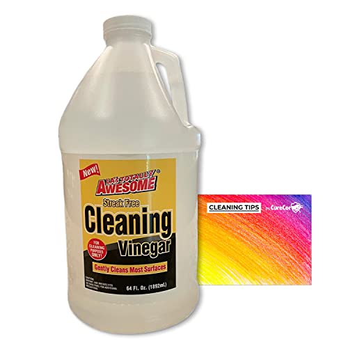 Bundle - Las Totally Awesome Cleaning Vinegar -- 1/2 Gallon Jug (64 Ounce Jug) INCLUDES Authentic Curecor Cleaning Card Tips
