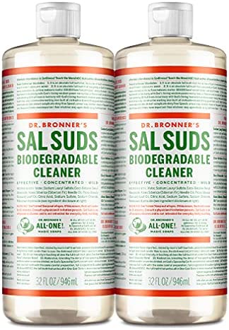Dr. Bronners - Sal Suds Biodegradable Cleaner (16 Ounce) - All-Purpose Cleaner, Pine Cleaner for Floors, Laundry and Dishes, Concentrated, Cuts Grease and Dirt, Powerful Cleaner, Gentle on Skin