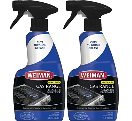 Weiman Gas Range Cleaner & Degreaser - Penetrate loosen tough grease burned-on food 12 Oz. 2 Pack
