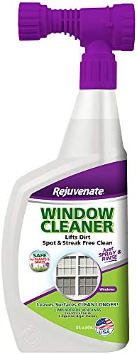 Rejuvenate High Performance Outdoor Window Spray and Rinse Cleaner with Hose End Adapter Instantly Removes Grime and Dirt Streak-Free Shine (32 oz)