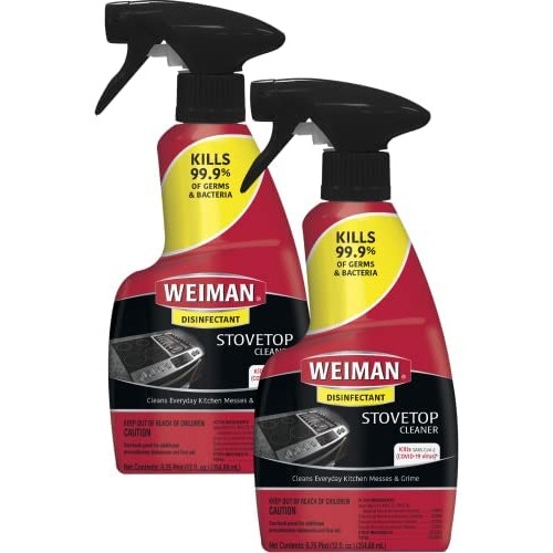 Weiman Ceramic and Glass Disinfecting Stovetop Cleaner - 12 Ounce 2 Pack - Daily Use Professional Home Kitchen Cooktop Cleaner and Polish