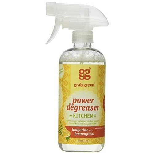 Grab Green Natural Power Degreaser Cleaner, Tangerine with Lemongrass, 16 Ounce (Pack of 2)