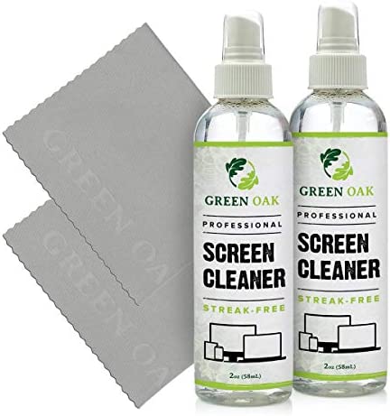 Screen Cleaner u2013 Green Oak Screen Cleaner Spray for LCD, LED, TVs, Laptops, Tablets, Monitors, Phones, and Other Electronic Screens - Gently Cleans Fingerprints, Dust, Oil (2oz Travel)