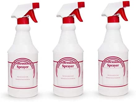 Spray Bottles, Empty Sprayer Bottle, Heavy Duty Cleaning Nozzle, 24oz, 3 Pack, Plastic, Industrial, Professional, Refillable, for Water, Alcohol, Bleach, Detailing, All Purpose Cleaner | Houseables
