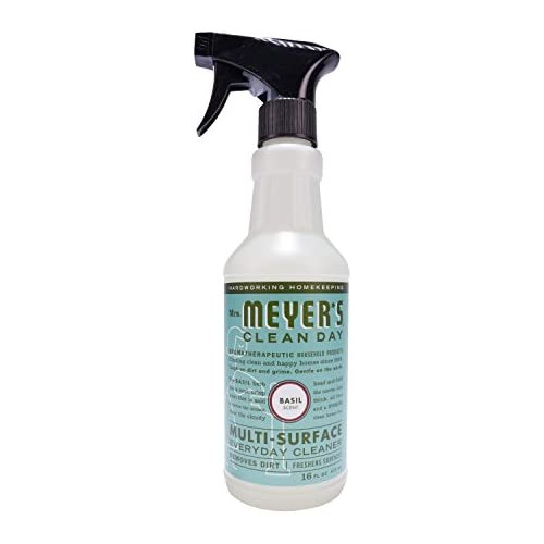 Mrs. Meyers Clean Day Multi-Surface Cleaner Spray, Everyday Cleaning Solution for Countertops, Floors, Walls and More, Basil, 16 fl oz - Pack of 3 Spray Bottles