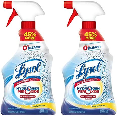 Lysol with Hydrogen Peroxide Multi-Purpose Cleaner, Citrus Sparkle Zest 32 oz (Pack of 2)