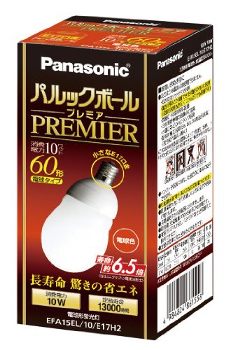 Panasonic 전구형 형광등 A15형태・물림쇠E17・전구색Panasonic PAL《구보루푸레미아》 EFA15EL10E17H2