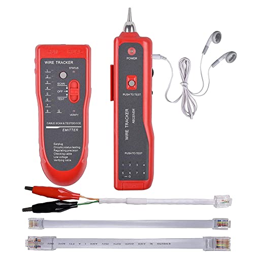Ubrand Network Cable Tester, RJ45 RJ11 Multi-Function Wire Tracer and Circuit Tester with Earphone for Cable Collation, Network & Telephone Line Test, Red
