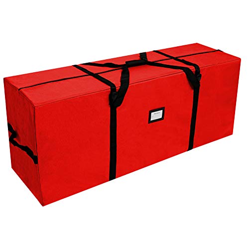 OurWarm Christmas Tree Storage 가방 Extra Large Heavy Duty Containers Reinforced Handles Zipper 8ft Artificial 50" x 15" 20" 600D Oxford Xmas Holiday Red