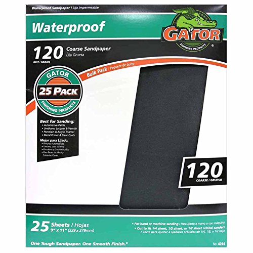 Gator 9 x 11 Waterproof Sanding Sheets, 120 Grit, 25 Pack
