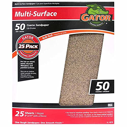 Gator 9 x 11 Multi-Surface Sanding Sheets, 50 Grit, 25 Pack