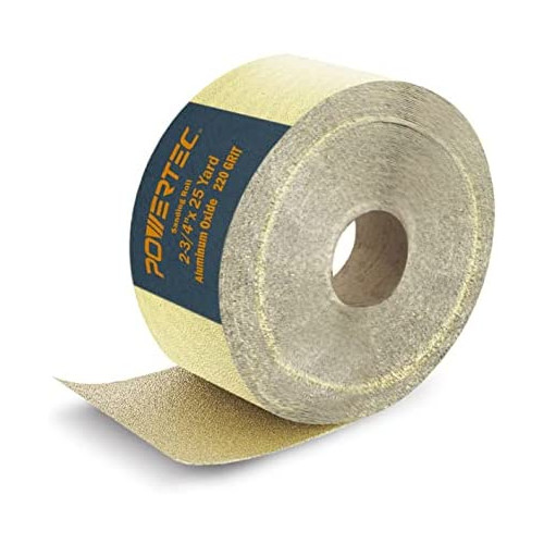 POWERTEC 4RA1115 Longboard Continuous Roll 2-3/4u201D by 25 Yard Sanding Paper, Gold 150 Grit Aluminum Oxide Abrasive Adhesive Backed Sandpaper for Woodworking