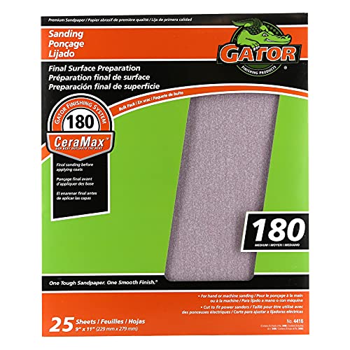 Gator CeraMax 9 x 11 Ceramic Sanding Sheets, 180 Grit, 25 Pack