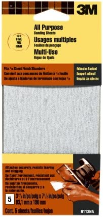 3M Adhesive Backed Sandpaper Sheets, Coarse Grit, 5-pack, 3.66-in by 7.5-in (9114DCNA)