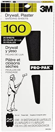 3M Pro-Pak Drywall, Plaster Sanding Sheets, 4.187-in x 11.25-in, 100 Grit, 25/Pack, 250 Total (99432NA)