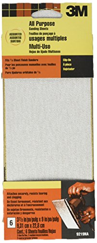 3M 9219NA 3 2/3-Inch 9-Inch Power Sanding Sheets Asst. Grit 6-pack