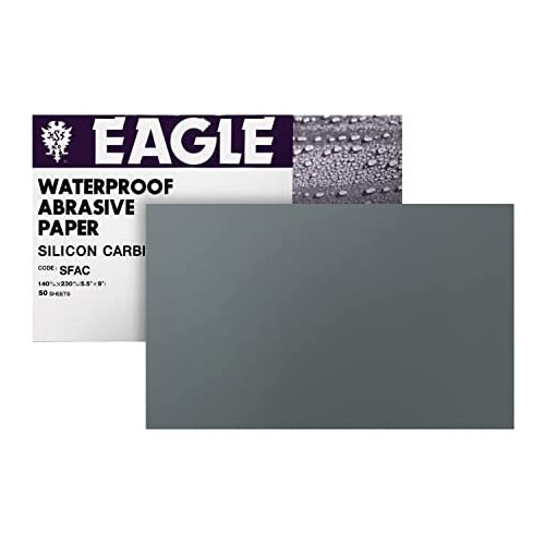Eagle 9x5.5 Silicon Carbide Waterproof Sanding Half Sheets, Flexible Back, Grit P1200, 131-1200, 50 sheets