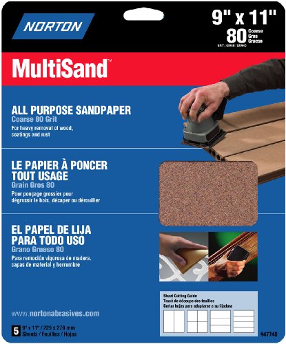 Norton Co. 47740 Norton 7660704153 General Purpose MultiSand Sheet, 11 in X 9 in, 80 Grit, 9" quot