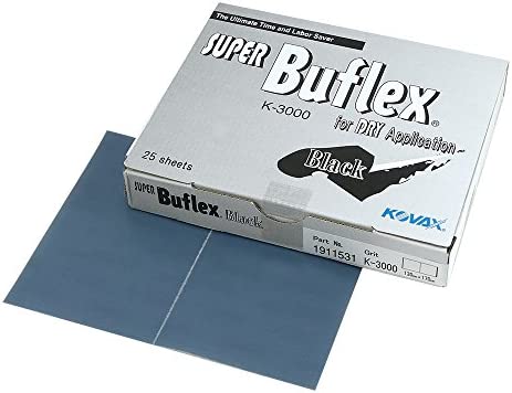 Super Buflex Flexible Dry Sanding Sheets, Black K-3000, Hook & Loop, 191-1531, 25 Sheets