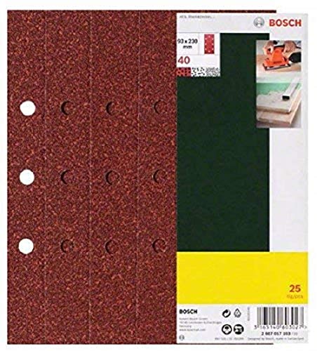Bosch Home and Garden 2607017107 Sanding Sheet-Set for Orbital Sanders, Red, 93 x 230 mm