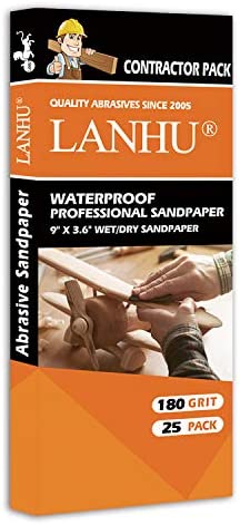 LANHU 400 Grit Sandpaper 우드 Furniture Finishing 메탈 Sanding Automotive Polishing Dry Wet Multipurpose 9 x 11 Inches 25-Sheets
