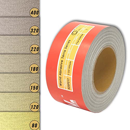 World Abrasive P80 GRIT PSA PAPER Longboard Continuous Roll 2-3/4 Inches x 25 Yards Adhesive Backing 알루미늄 Oxide