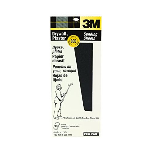 3M Pro-Pak Drywall, Plaster Sanding Sheets, 4.187 x 11.25 in, 80 Grit, 25-Sheets/Pack, 10-Packs (99433NA)