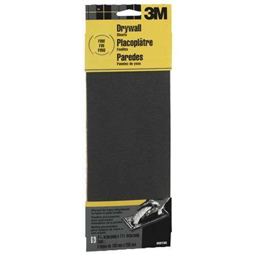 3M Drywall Sanding Sheets 9091NA, Fine Grit, 4.1875 in x 11.25 in, 5-Sheet
