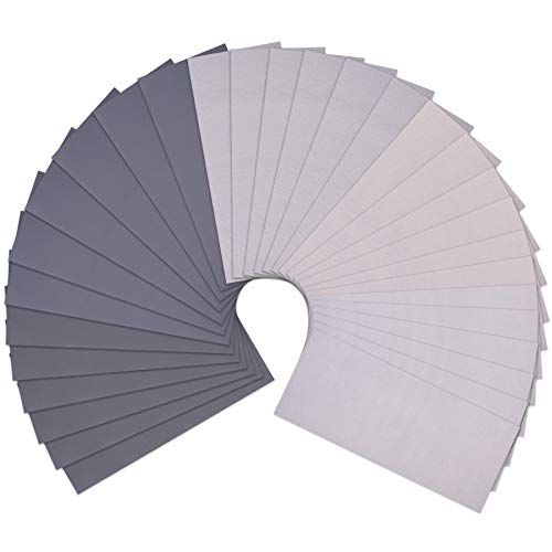 AUSTOR 30 Pieces Wet Dry Sandpaper Fine Grit 2000 3000 5000 7000 10000 High Sanding Paper Sheets Assortment 9 x 3.6 Inches Abrasive Automotive 우드 Furniture Finishing