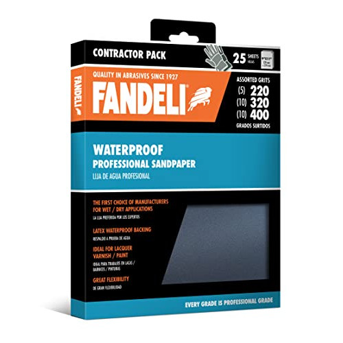 Fandeli Wet Dry Sandpaper - 방수 400,320,220 Grit 25 Sheet팩 프로페셔널 메탈 Lacquers 우드 Glass & Plastic Sanding Paper All Types Surfaces