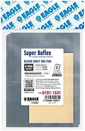 Super Buflex Flexible Dry Sanding Sheets Job-PAK, Black K-3000, U191-1531, 2 Sheets + 1 Buflex Interface Pad
