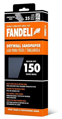 Fandeli 36574 150 Grit Drywall Sandpaper Sheets, 4-1/4 x 11, 25-Sheet