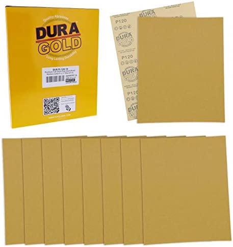 Dura-Gold Premium 9" x 11" 골드 Sandpaper 2 Each 80 120 150 220 320 Grit Sanding Sheets 10 Total - 우드 Woodworking Automotive Cut Use 1/4 1/3 1/2 Sheet Finishing Sanders Hand Block
