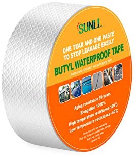 SUNLL Butyl Waterproof Tape 2W X 16L, Upgraded Leak Proof Butyl Seal Strip, Multi-Use Repair for Boat and Pipe Sealing, HVAC Ducts, Roof Crack, RV, Awning, Window Sealing, Silver