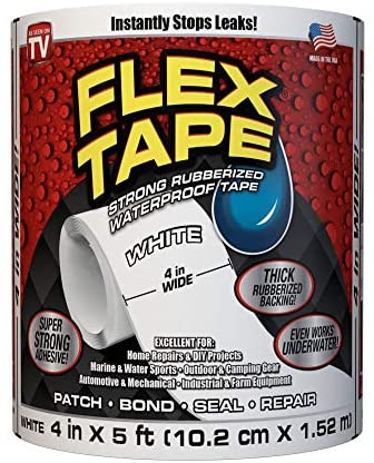 Flex Tape Rubberized Waterproof Tape, 4 x 5, White