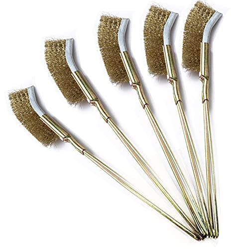 PIENSE Wire Brush, Brass Brush, Channel Brush, 1 Line Bend, J-Type, Set of 5