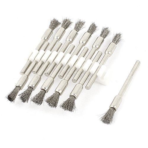 uxcell Grindstone with Axis Polishing Router Bristle Brush Rotary Tool Stainless Steel 5mm Pen Pack of 12