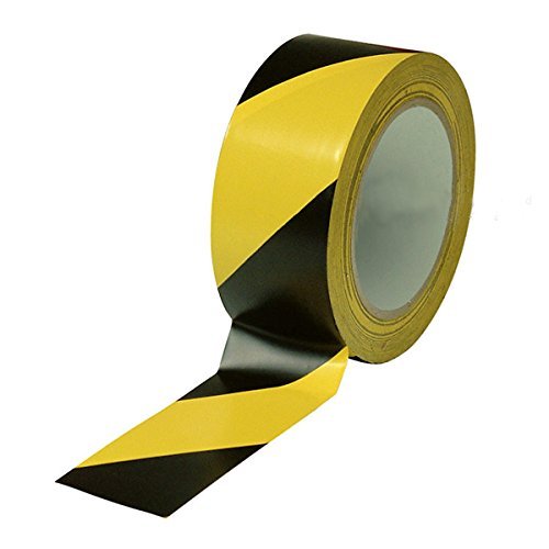 Black & Yellow Hazard Warning Safety Stripe Tape u2022 2 Inch x 108 Feet u2022 Ideal for Walls, Floors, Pipes and Equipment.