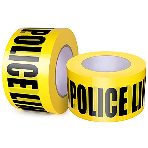 Yellow Caution Tape 2 Pack, 3-inch x 1000 feet, Strong Thick Safety Tape, Weatherproof Resistant Construction Tape for Danger/Hazardous Area, Caution Tape Party Decorations Halloween Caution Tape Roll